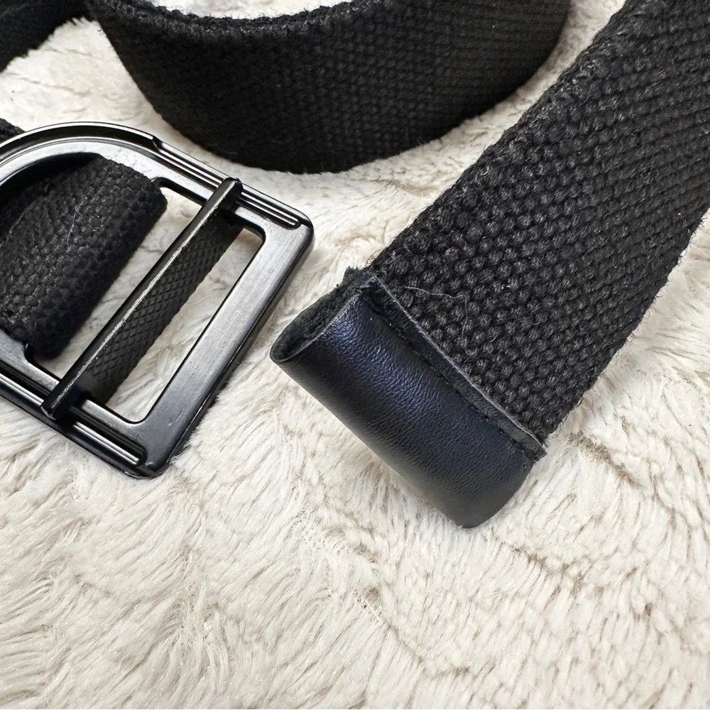 Men's Black Canvas Belt -HIDDEN ZIPPER STORAGE- Black Buckle, Adjustable, 1.5